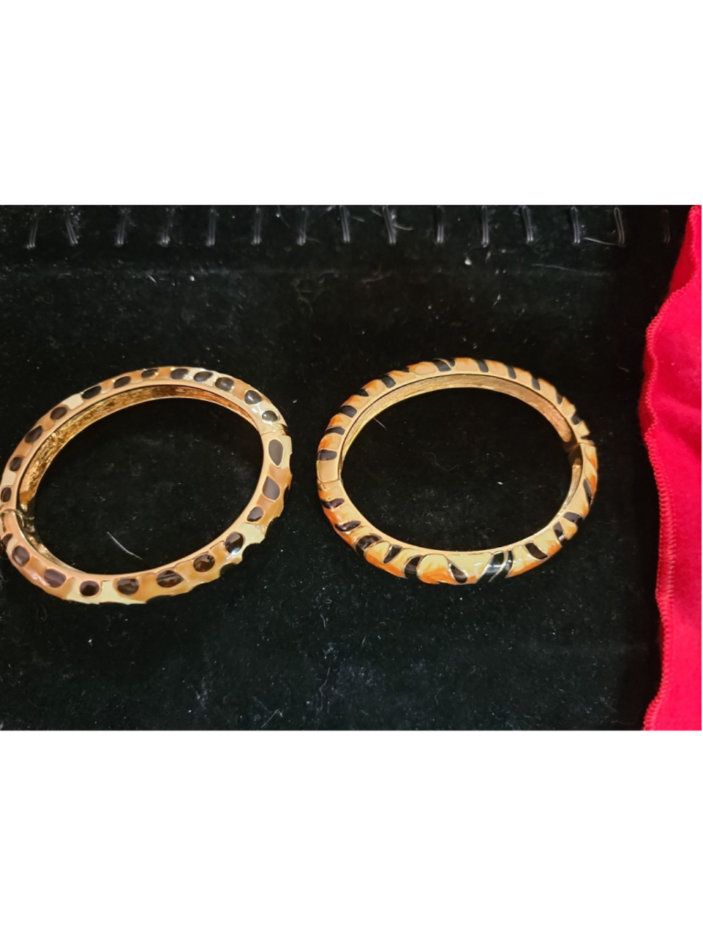 Kenneth Jay Lane Enamel Animal Print Hinged Bangle Bracelet Lot 2006 10
